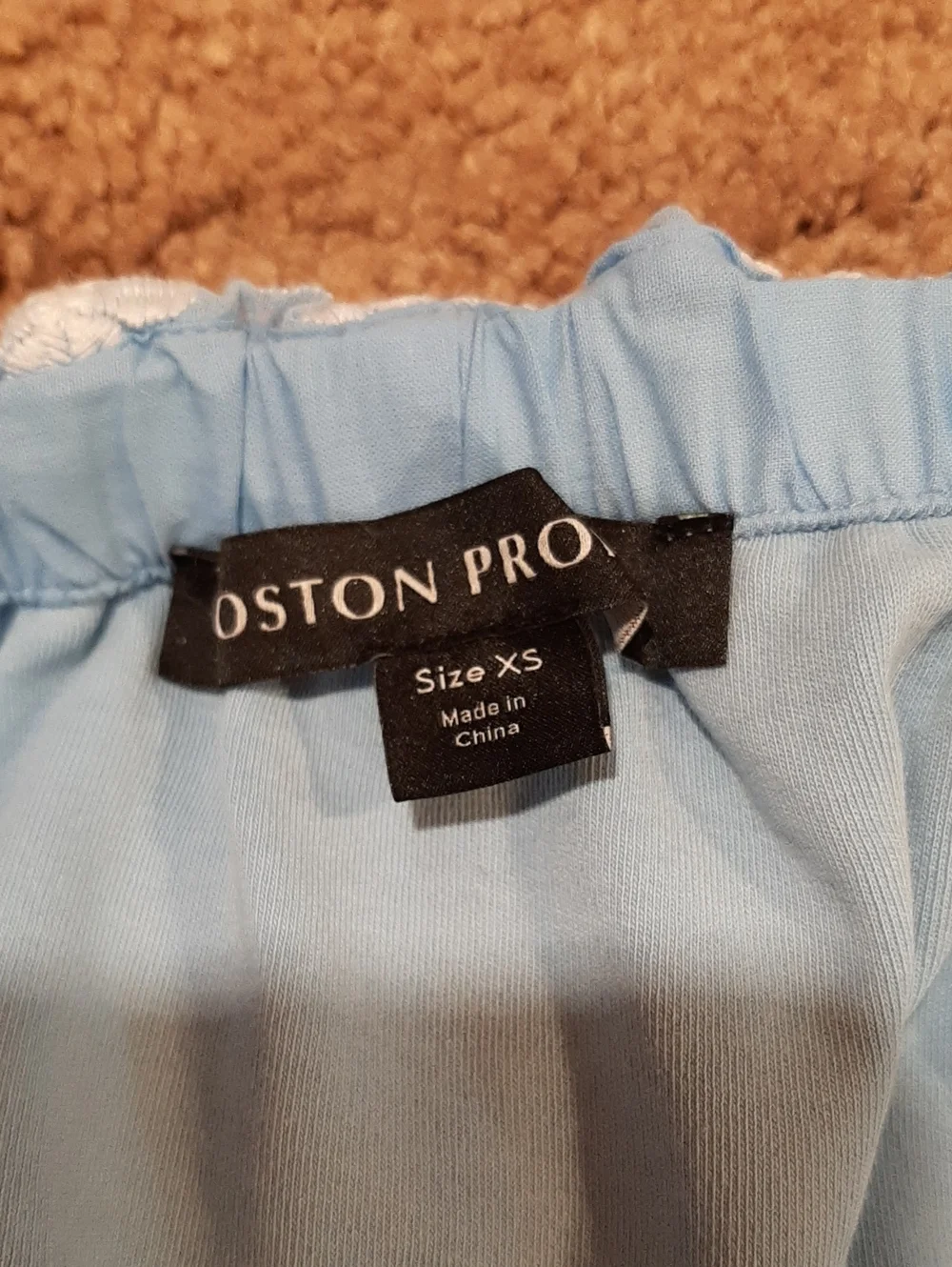 Boston Proper Blue and White Off-the-Shoulder Flowy Top (XS)